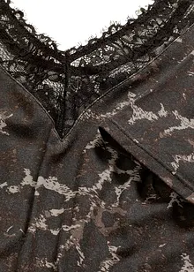 Body med halvlange ermer av modal med blonde, bonprix