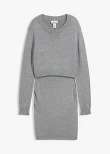 Todelt mammasett  med genser og skjørt av bomull med glansgarn, bonprix