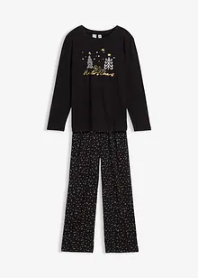 Pyjamas i myk bomull med glittertrykk, bonprix