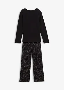 Pyjamas i myk bomull med glittertrykk, bonprix