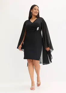 Minikjole med cape i tynn chiffon, bonprix