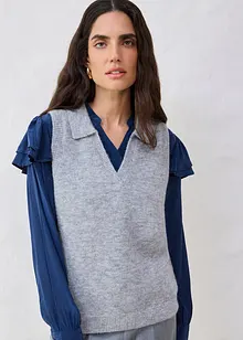 Finstrikket vest med alpakkaull, bonprix