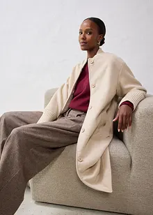 Kåpe med ull og strikket besetning, bonprix