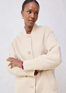 Kåpe med ull og strikket besetning, bonprix