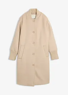 Kåpe med ull og strikket besetning, bonprix