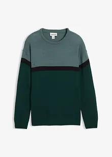 Lettstelt genser med rund hals i colourblocking-stil, bonprix