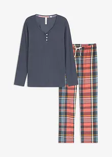 Pyjamas med ribbetopp og flanellbukse med glittergarn, bonprix
