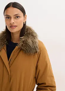 Vattert trenchoat med avtagbar fuskepelskrage, bonprix