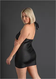 Halterneck-kjole i wetlook, bonprix