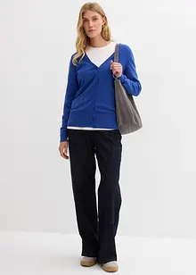 Finstrikket cardigan med knappestolpe, bonprix