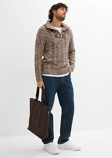 Grovstrikket hettegenser med bomull, bonprix