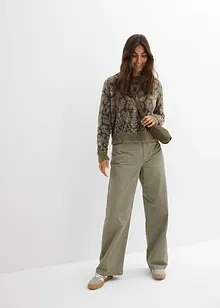 Grovstrikket genser i pusete fjærgarn, bonprix