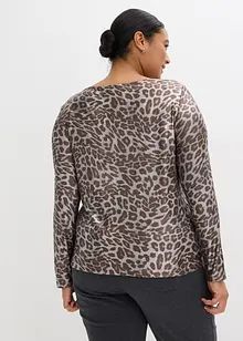 Leopard-topp med glanstrykk, bonprix