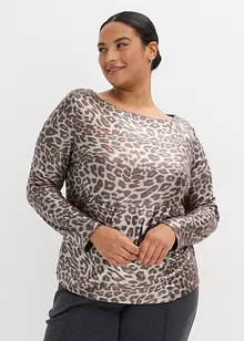 Leopard-topp med glanstrykk, bonprix