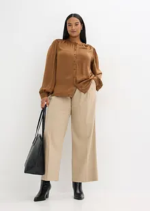 Satengbluse med blondebånd, bonprix