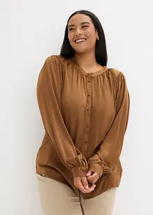 Satengbluse med blondebånd, bonprix