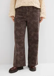Wide Leg-twillbukse med leopardtrykk, bonprix