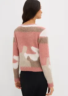 Mønstret strikkejakke med knappestolpe, bonprix