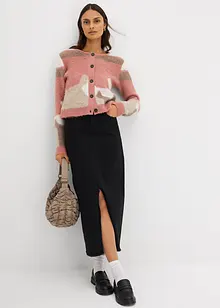 Mønstret strikkejakke med knappestolpe, bonprix