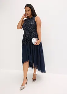 Kjole med forlenget bakstykke og paljettbroderi, bonprix