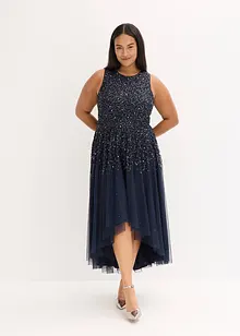 Kjole med forlenget bakstykke og paljettbroderi, bonprix