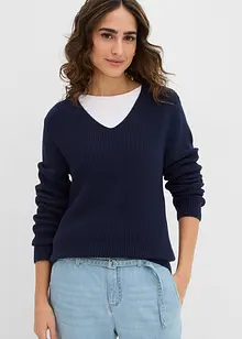 Finstrikket genser av 100% bomull, bonprix