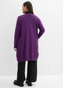 Lang strikkejakke med rullekant, bonprix