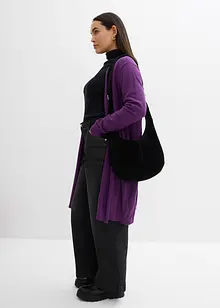 Lang strikkejakke med rullekant, bonprix