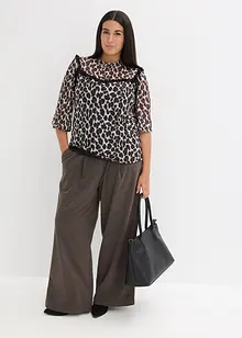 Topp av myk mesh med blonde, bonprix