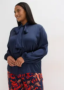 Bluse med sløyfe av lett sateng, bonprix
