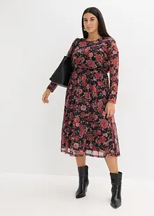 Midikjole i myk mesh, bonprix