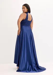 Maxikjole av sateng med glans og blonde, bonprix