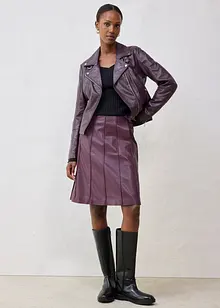 Utskrådd skinnskjørt i lammenappa, bonprix