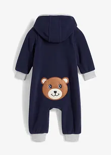 Fleeceoverall med hette og bamse-applikasjon, bonprix