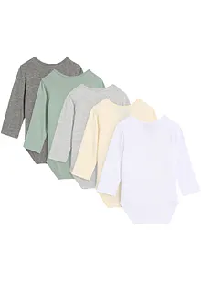 Langermet body til baby av økologisk bomull (5-pack), bonprix