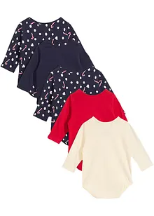 Langermet body i ren økologisk bomull til baby (5-pack), bonprix