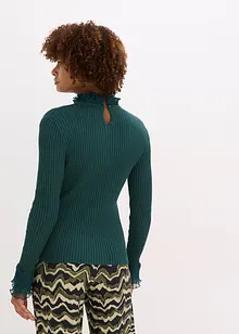 Finstrikket topp med volanger i chiffon, bonprix