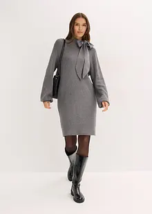 Strikkekjole i myk viskosemiks med sløyfe, bonprix