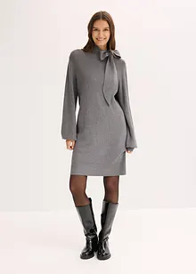 Strikkekjole i myk viskosemiks med sløyfe, bonprix