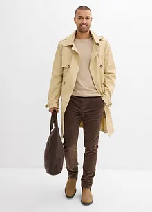 Varmende, Regular Fit-pull on-kordfløyelsbukse med flanellfôr, Straight, bonprix