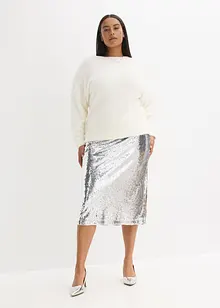 Paljettbrodert midiskjørt, bonprix