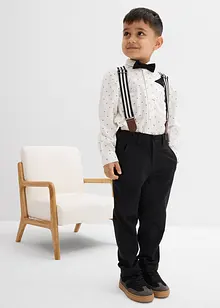 Langermet skjorte, stretchbukse, bukseseler og tversoversløyfe (4 deler), bonprix