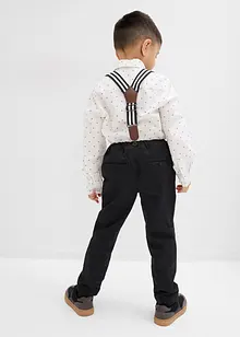 Langermet skjorte, stretchbukse, bukseseler og tversoversløyfe (4 deler), bonprix