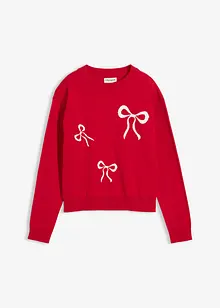 Finstrikket genser med sløyfedetalj, bonprix