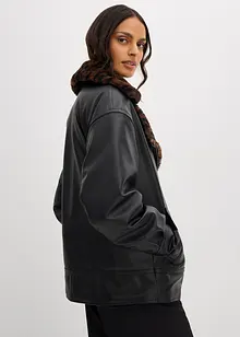 Jakke i imitert skinn med leopardmønstret fuskepels, bonprix