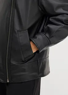 Jakke i imitert skinn med leopardmønstret fuskepels, bonprix