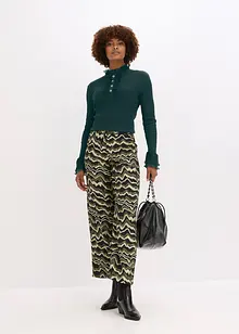 Finstrikket topp med volanger i chiffon, bonprix