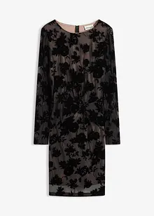 Minikjole i lett mesh med flockprint, bonprix