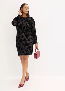 Minikjole i lett mesh med flockprint, bonprix