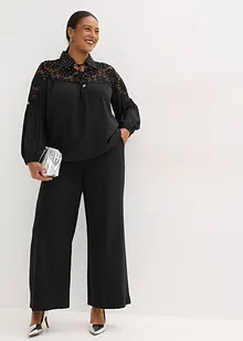 Slip on-bluse med blonde, bonprix